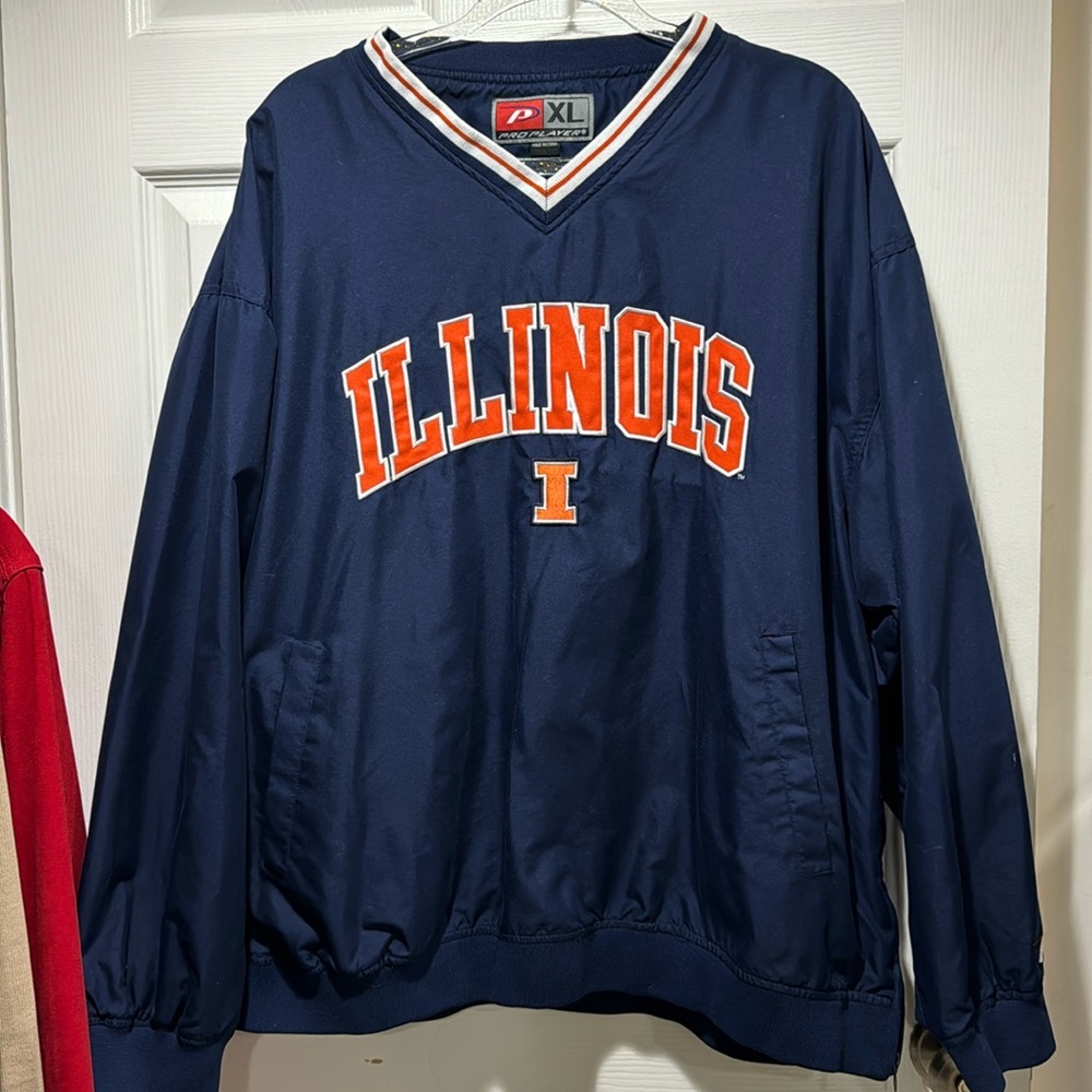 Pro Player Blue and Orange Illinois Varsity Jacket